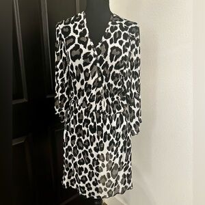 Sheer Leopard Black Gray Swim Coverup Dress Jordan Taylor XL